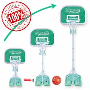 xwin Kids Portable Basketball Set Adjustable Basketball Hoop Backboard Net for Children Adults Outdoor Ball Game Sports Gift for Boys Girls