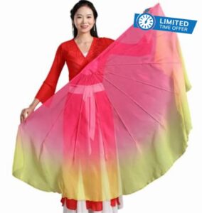 Mnjyihy Belly Dance Big Size Fan Veil Soft Chiffon Fabric Fans Bendable Stick Stage Performance Props Dance Accessories