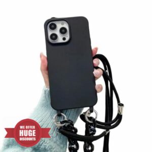 Gyios iPhone Case Crossbody Necklace Strap Lanyard Cord Phone Case For Iphone - Chain Silicone Soft Cover-for Iphone 12 Mini-black