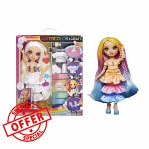 Rainbow High Watercolour & Create DIY Fashion Doll with Washable Watercolours and Tie-Dye Kit - Brown Eyes
