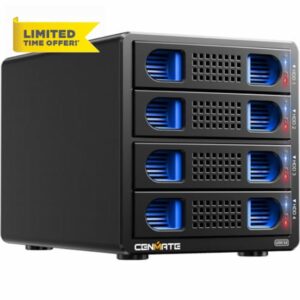 Cenmate 4 Bay 3.5 inch Hard Drive RAID Aluminum Enclosure with Cooling Fan for 2.5“/3.5" SATA HDD/SSD with USB A/C 3.0 Cable
