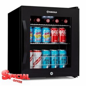 Subcold Ace50 LED Touch Control Beer Fridge With Glass Door | Premium Drinks & Wine Mini Fridge | Black Alu Handle