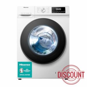 Hisense WFQA1214EVJM Freestanding 12 KG Front Load Washing Durable Inverter Machine Steam Wash Quick Wash 15 Washing Programs 1400 RPM White Energy Rating A            [Energy Class A]