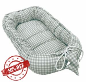 Molis&co Baby Nest 90 x 50 cm Baby Nest Reducer for Crib or Co-Sleeping Nest for Babies Cotton Portable or Travel Cot Mint Tea OEKO-TEX 1