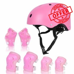 YECHISY Kids Bike Helmet with Knee Elbow Pads Wrist Guards: 7-IN-1 Toddler Adjustable Helmet Protective Gear Set for 3-14 Years Old Boys Girls Cycling Scooter Skateboard Roller Skating