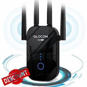 QLOCOM 2024 Newest WiFi Extender Booster Blazing-Fast AC1200 WiFi Booster Range Extender Dual Band 5GHz & 2.4GHz Wireless Internet Booster/Hotspot with 2600 Sq.Ft Wider Coverage