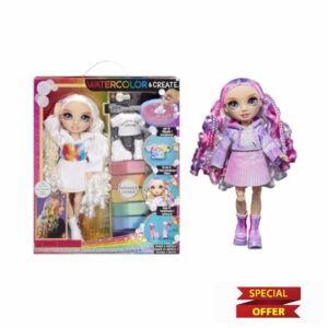 Rainbow High Watercolour & Create DIY Fashion Doll with Washable Watercolours and Tie-Dye Kit - Purple Eyes