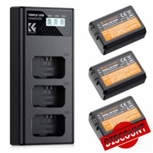 K&F Concept 3-Pack NP-FW50 Battery and Triple Slot Charger Set