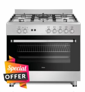Ferre F9S50GF-X3-IN 90cm Gas Range Cooker With Double Turbo Fan & Wok Burner - Stainless Steel            [Energy Class A]