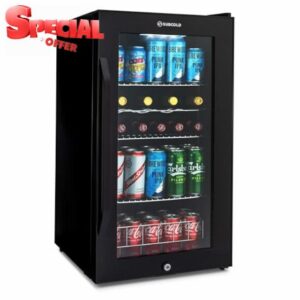 Subcold Ace90 LED Touch Control Beer Fridge With Glass Door | Premium Drinks & Wine Fridge | Black Alu Handle