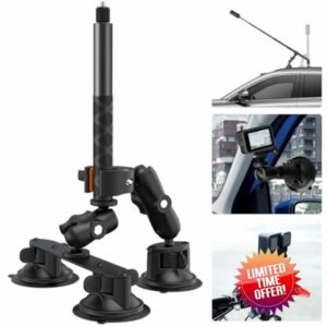 UNSTINCER Triple Suction Cup Mount and Clamp with 118cm Extendable Invisible Selfie Stick