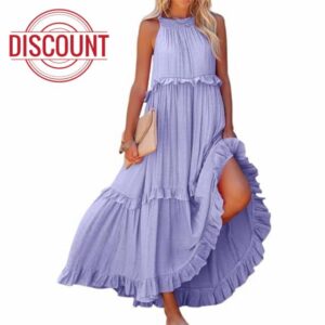 Accrue Womens Summer Sleeveless Halter Maxi Dress