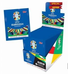 Topps Official Euro 2024 Sticker Collection - Full Box (100 Packets). 6 Stickers per Packet (600 Stickers)