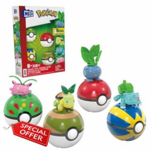MEGA Pokémon Building Toys Set Grass-Type Trainer Team with 118 Pieces