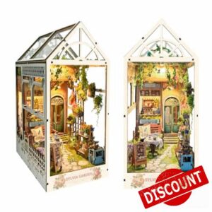LED Book Nook Kit DIY Miniature Dollhouse Kit 3D Puzzle Wooden Bookends Toy for Teenagers Gift Model Kits Room Decoratio