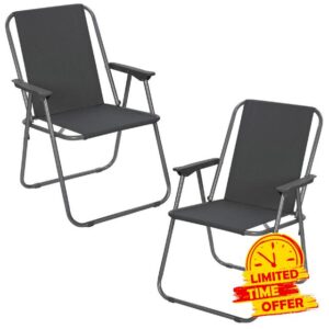 URBNLIVING Garden Patio Metal Folding Spring Deck Chairs Are Perfect For Camping
