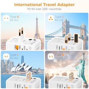 International Plug Adaptor with 4 USB (2 USB C) Charging Ports