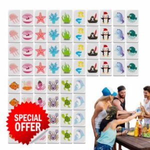 Seaside Escape Game Blocks | 65 Tiles Flag Pattern Mahjong Game | Creative Mahjong Tiles Seaside Escape Board Games | Mahjong Blocks Puzzles Spiel for Family Party Games