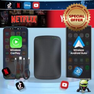 2024 Upgrade Wireless CarPlay Adapter Android Auto Adapter Box - Plug & Play Built in Netflix YouTube for Factory Wired CarPlay Car After 2016