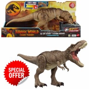Mattel Jurassic World: Chaos Theory Netflix - All-Out Attack Tyrannosaurus Rex Dinosaur Action Figure Toy