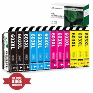 Greenjob 603XL Ink Cartridges Multipack Replacement for Epson 603 XL for Expression Home XP-3100 XP-4100 XP-2100 XP-2105 XP-3105 Workforce WF-2810 WF-2830 WF-2835 WF-2850 Printer (12-Pack)