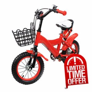 hinnhonay Red Kids Boys Bike Bicycle 12 "inch Wheel Bicycle with Removable Stabilisers for unisex boys and girls aged 3-5 years old riding