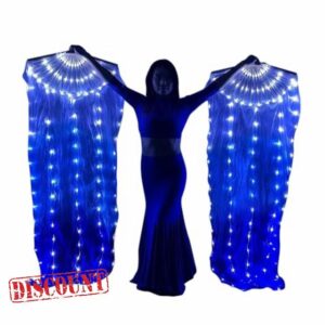 WEISIPU 1 Pair 1.8m LED Belly Dance Silk Fan Veil Long Bamboo Fans Veil Hand Made Silk Fan for Dance Outdoo