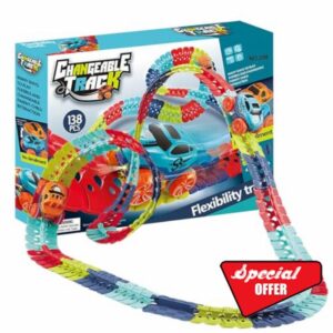 EWFAS Anti Gravity Car Track Set | Changeable Track with LED Light-Up Race Car | 0 Gravity Car | Electric Climbing Car Track Toys | Ultra-Flexible Track | Montessori Toys for Kids Gifts