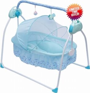 MEHOOSPVN Electric Baby Crib Cradle Auto Swing Bed Baby Cradle Baby Bassine with 5 Gears Adjustable Bottle Stand