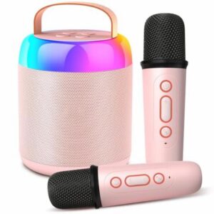 LEWONPO Mini Karaoke Machine for Kids Adults with 2 Microphones