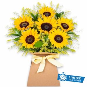 Summer Sunflowers Fresh Flower Bouquet Delivered in Prestation Vase | Sunflowers