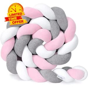 3 Shares Braided Crib Bumper Cushion Soft Knot Pillow Baby