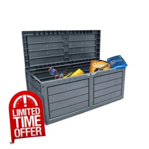 Neo 320 Litre Dark Grey Plastic Waterproof Outdoor Garden Plastic Storage Box Furniture