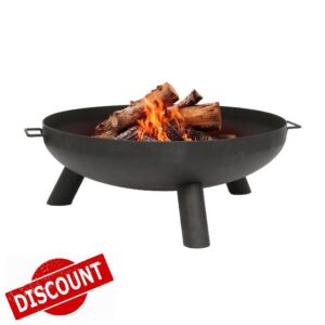 1x Round Iron Fire Pit - 99cm - Black - Large Outdoor Garden Patio Camping Firepit Wood Log Burner Bonfire Heater Bowl - By Hammer & Tongs