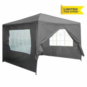 Neo 3X3M Event Gazebo 4 Side Panels Outdoor Waterproof Garden Party Tent Marquee Canopy Shelter Coated Steel Frame (Grey)