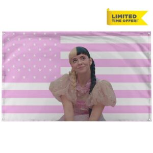 Banger - Melanie Martinez Pink American USA Flag Cry Baby Crybabies Pop Artist Motivational Inspirational Office Gym Wall Dorm Decor Design on a 3X5 Feet Flag with 4 Grommets for Easy Wall Hanging.