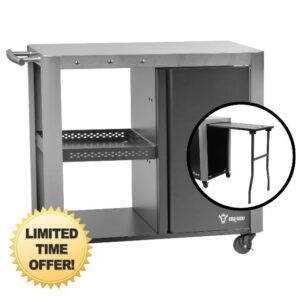 BBQ-Toro barbecue trolley | 95 x 50 x 80 cm | Silver | Barbecue table with large work surface | BBQ side table | Outdoor BBQ trolley | Food prep table | Portable garden trolley | Barbecue cabine