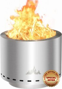 UDPATIO 19.5 inch Smokeless Fire Pit with Stand