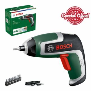 Bosch Home and Garden Compact Cordless Screwdriver IXO (7th Generation; 3.6V; 2.0Ah; 5.5Nm; with Micro-USB Cable; Compatible with IXO-Collection Attachments; Screws up to 190 Screws)