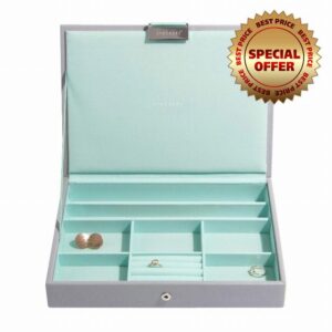 Stackers Dove Grey with Mint Classic Medium Jewellery Box Lid