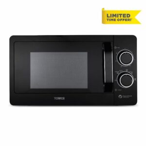 Tower T24042BLK Manual Microwave with Sleek Mirror Door