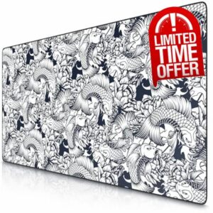 TITANWOLF - XXL Mouse Mat - Mouse Pad 1200 x 600 x 3mm –Speed Gaming Mouse Pad - Extra Large - Table Mat Large Size - improved Precision and Speed – Design Koi Tattoo