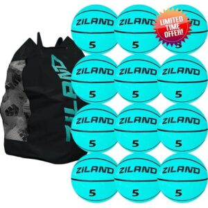 Ziland Training Basketball Aqua 12 Pack [ 12 x Basketballs and 1 x Ball bag ] Size 3