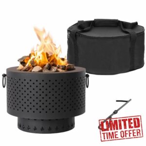 Navaris Outdoor Fire Pit Stove - Smokeless Firepit for Garden