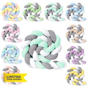 3 Shares Baby Crib Bumper Cotton Cushion Soft Pillow Knotted Crib Bumper Bed Braid Pillows Cushion Baby Bed Set All Round Braided Protector for Room Decor