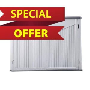 Panana Plastic Garden Shed Outdoor Furniture Storage Shed Plastic House Tool Shed Utility Chest Shed Box (132 x 72x 99 cm-White)