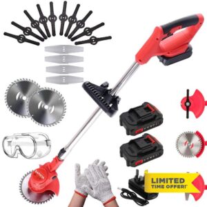 BAPHIYA Cordless Strimmer for Garden with 2 Batteries& 16 Blades