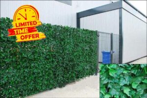 Welsh Green Screen Ivy Artificial Screening Leaf Hedge Panels on Roll Privacy Garden Fence Green Colour 1m x 3m