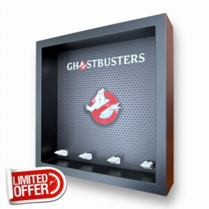 FRAMEPUNK Minifigure Display Case - Ghostbusters theme - for 4 LEGO Minifigures - Deep for accessories - Wall Mount or Free Stand - Removable Front - Black Frame