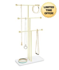 Umbra Trigem Hanging Jewelry Organizer – 3 Tier Table Top Necklace Holder